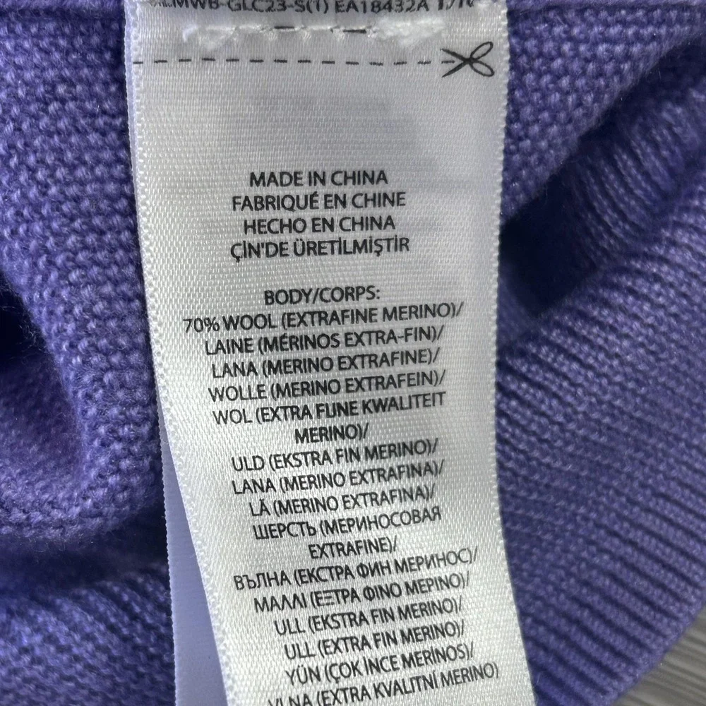 Polo Ralph Lauren Sweater Mens Large Purple Merino Wool Crewneck Knit Pullover